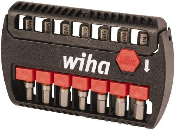 Wiha - 7 Piece, Bit Set - 5/32 to 1/4", 4 to 6mm Hex, Hex Point - Strong Tooling