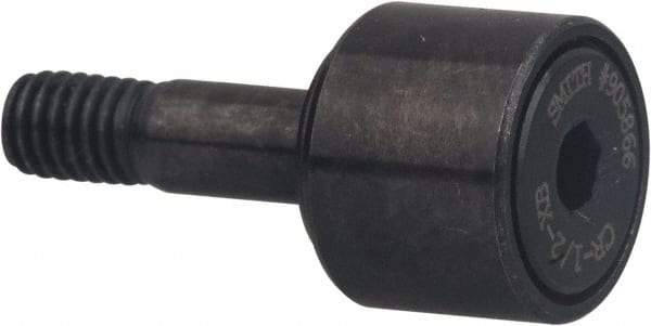 Accurate Bushing - 7/8" Roller Diam x 1/2" Width, 3/8" Stud Diam x 7/8" Length, Stud Cam Follower with Hex - Carbon Steel, 3/8" Thread Length, 3/8-24 Thread, 1-3/8" OAL, 2,140 Lb Dynamic Cap - Strong Tooling