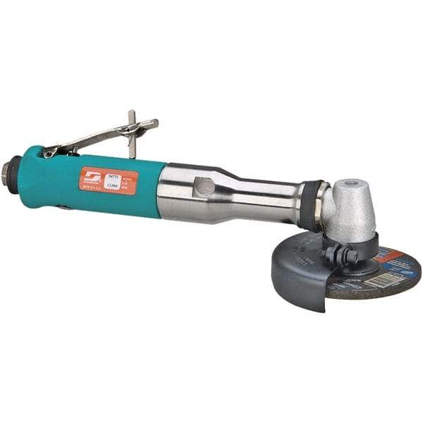 Dynabrade - 4" Wheel Diam, 12,000 RPM, Pneumatic Angle & Disc Grinder - 3/8-24 Spindle, 40 CFM, Rear Exhaust - Strong Tooling