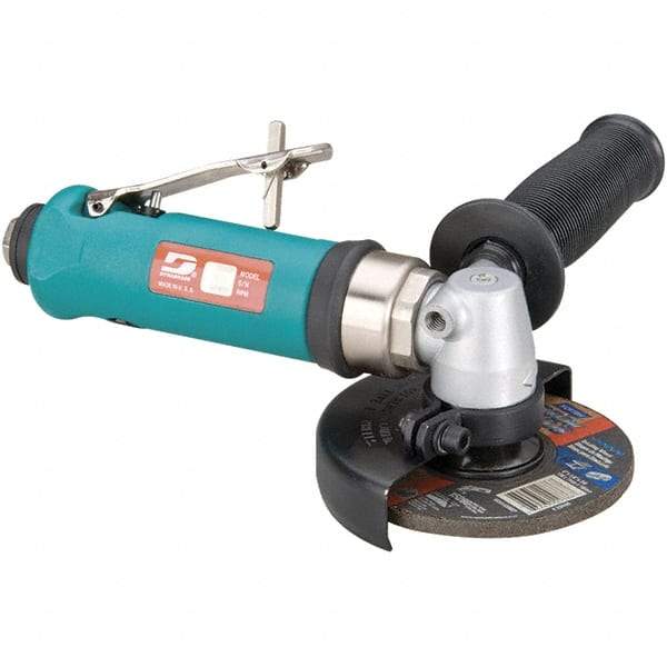 Dynabrade - 4" Wheel Diam, 12,000 RPM, Pneumatic Angle & Disc Grinder - 3/8-24 Spindle, 40 CFM, Rear Exhaust - Strong Tooling