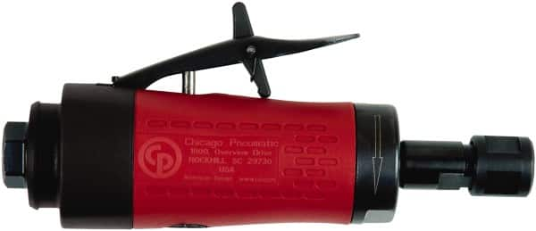 Chicago Pneumatic - 1/4" Collet, Straight Handle, Air Angle Die Grinder - 30,000 RPM, Rear Exhaust, 19 CFM, 0.4 hp, 90 psi, 6.35mm Inlet - Strong Tooling