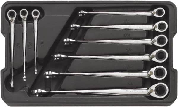 GearWrench - 9 Piece, 5/16" to 3/4", 12 Point Ratcheting Combination Wrench/X-Beam Set - Inch Measurement Standard, Chrome Finish, Comes in Plastic Tray - Strong Tooling