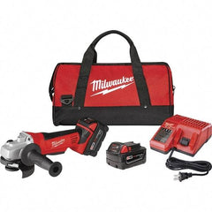 Milwaukee Tool - 4-1/2" Wheel Diam, 9,000 RPM, Cordless Cutoff & Cutoff-Grinder Tool - Right Angle Handle, Battery Included - Strong Tooling