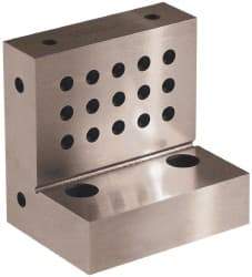 Suburban Tool - 4" Wide x 4" Deep x 3" High Steel Precision-Ground Angle Plate - Standard Plate, Machined Holes on Surface, Open End, 1-1/8" Thick, Single Plate - Strong Tooling