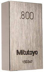 Mitutoyo - 0.8" Rectangular Steel Gage Block - Accuracy Grade 0, Includes Certificate of Inspection - Strong Tooling