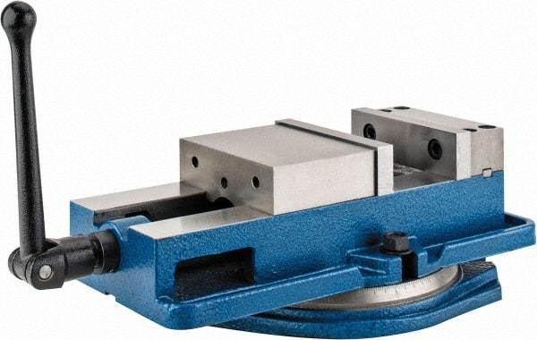 Interstate - 6" Jaw Width, 7-1/2" Jaw Opening Capacity, Horizontal Swivel Machine Vise - Manual Operation, 6,600 Lb Capacity, 1 Station, 16-3/4" Long x 4-3/8" High x 1-1/2" Deep, 1-1/2" Jaw Height - Strong Tooling