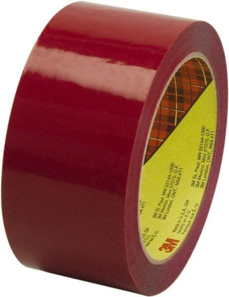 3M - 2" x 55 Yd Red Rubber Adhesive Sealing Tape - Polypropylene Film Backing, 2.5 mil Thick, 60 Lb Tensile Strength, Series 373 - Strong Tooling