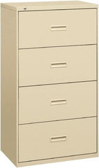 Basyx - 36" Wide x 53-1/4" High x 19-1/4" Deep, 4 Drawer Lateral File - Steel, Putty - Strong Tooling