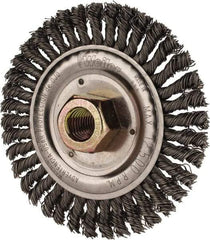 Weiler - 4-1/2" OD, 5/8" Arbor Hole, Stringer Bead Steel Wheel Brush - 3/16" Face Width, 13/16" Trim Length, 0.02" Filament Diam, 15,000 RPM - Strong Tooling