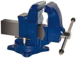 Gibraltar - 5" Jaw Width x 7-1/2" Jaw Opening Capacity, 6" Throat Depth, Bench & Pipe Combination Vise - 1/8 to 4-1/2" Pipe Capacity, Swivel Base, Bolt Down Attachment, Ductile Iron - Strong Tooling