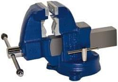 Gibraltar - 3-1/2" Jaw Width x 4" Jaw Opening Capacity, 4-1/2" Throat Depth, Bench & Pipe Combination Vise - 1/8 to 2-1/2" Pipe Capacity, Swivel Base, Bolt Down Attachment, Ductile Iron - Strong Tooling