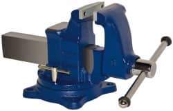 Gibraltar - 5" Jaw Width, 8" Opening Capacity, 5" Throat Depth, Ductile Iron Swivel Bench Vise - Bolt Down Base Attachment - Strong Tooling