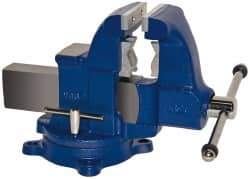 Gibraltar - 4-1/2" Jaw Width x 6" Jaw Opening Capacity, 5-1/2" Throat Depth, Bench & Pipe Combination Vise - 1/8 to 3-1/2" Pipe Capacity, Swivel Base, Bolt Down Attachment, Ductile Iron - Strong Tooling