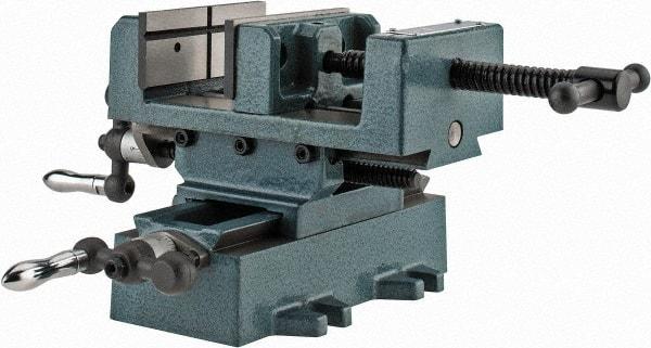 Wilton - 4" Jaw Opening Capacity x 1-3/8" Throat Depth, Horizontal Drill Press Vise - 4" Wide x 1-3/8" High Jaw, Cross Slide Base, Standard Speed, 7" OAL x 5-3/4" Overall Height, Cast Iron - Strong Tooling