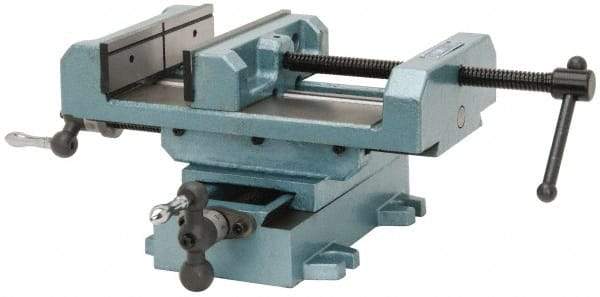 Wilton - 8" Jaw Opening Capacity x 2" Throat Depth, Horizontal Drill Press Vise - 8" Wide x 2" High Jaw, Cross Slide Base, Standard Speed, 11" OAL x 7-1/4" Overall Height, Cast Iron - Strong Tooling