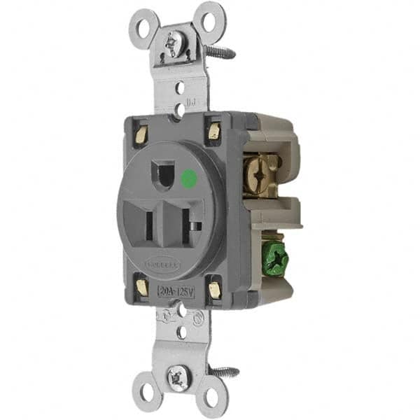 Hubbell Wiring Device-Kellems - 125V 20A NEMA 5-20R Hospital Grade Gray Straight Blade Single Receptacle - Strong Tooling