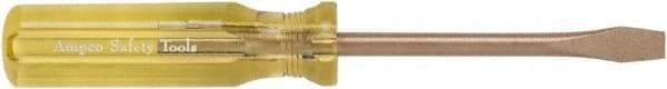 Ampco - 215mm OAL Standard Slotted Screwdriver - 120mm Blade Length, Round Shank, Acetate Handle - Strong Tooling