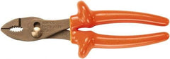 Ampco - 8-3/16" OAL, Insulated Adjustable Combination Pliers - Grooved Jaw, 1000 Volt Insulated Handles - Strong Tooling