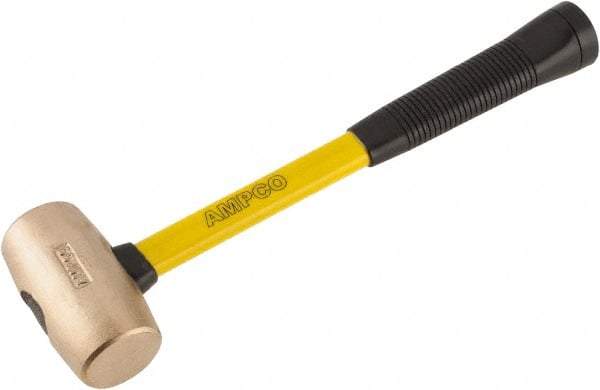 Ampco - 4 Lb Head Mallet - 15" OAL, 15" Long Fiberglass Handle with Grip - Strong Tooling