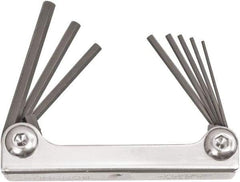 Bondhus - 8 Piece Fold-Up Ball End Hex Key Set - Hex Range 0.05 to 5/32", 3-1/2" OAL, Protanium High Torque Steel - Strong Tooling