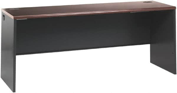 Hon - Steel-Reinforced High-Pressure Laminate/Metal Desk Shell - 60" Wide x 30" Deep x 29" High, Mahogany/Charcoal - Strong Tooling