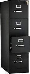 Hon - 15" Wide x 52" High x 26-1/2" Deep, 4 Drawer Vertical File with Lock - Steel, Black - Strong Tooling