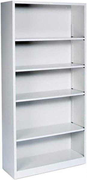 Hon - 5 Shelf, 71" High x 34" Wide Bookcase - 12" Deep, Steel, Light Gray - Strong Tooling