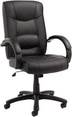 ALERA - 28-1/8" High Office/Managerial/Executive Chair - 21" Wide x 21" Deep, Top-Grain Leather Seat, Black - Strong Tooling