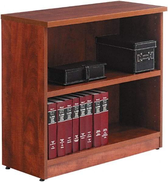 ALERA - 2 Shelf, 29" High x 31" Wide Bookcase - 14" Deep, Wood, Medium Cherry - Strong Tooling