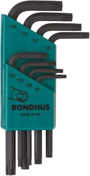 Bondhus - 8 Piece T9 to T40 Protanium High Torque Steel L-Key Torx Key Set - T9, T10, T15, T20, T25, T27, T30, T40 Torx Size - Strong Tooling