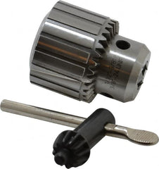 Accupro - 3/8-24, 1/32 to 3/8" Capacity, Threaded Mount Drill Chuck - Keyed, 43mm Sleeve Diam, 53mm Open Length - Exact Industrial Supply