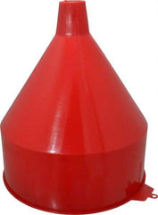 PRO-LUBE - 6 Qt Capacity Polyethylene Funnel - 9" Mouth OD, 1-1/2" Tip OD, Straight Spout, Red - Strong Tooling