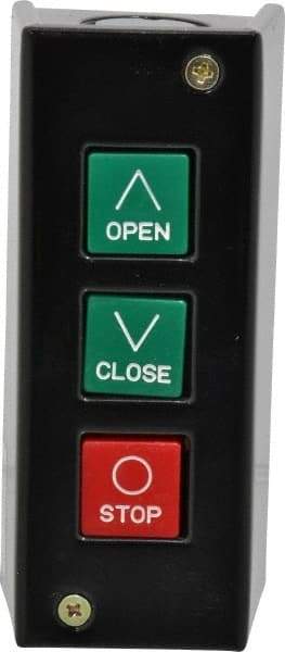 Value Collection - 3 Operator, Pushbutton Control Station - Open-Close-Stop (Legend), Momentary Switch, NO/NC Contact, NEMA 1 - Strong Tooling