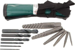 Cleveland - 12 Piece Spiral Flute Screw Extractor & Drill Set - Screw Range 3/16 to 1" - Strong Tooling