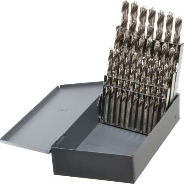 Cleveland - 118° Point, Bright Finish, Vanadium High Speed Steel Jobber Length Drill Bit Set - Strong Tooling