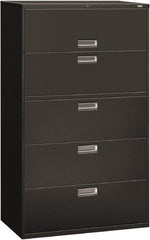 Hon - 42" Wide x 67" High x 19-1/4" Deep, 5 Drawer Roll-Out, Roll-Out Posting - Steel, Charcoal - Strong Tooling