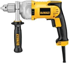 DeWALT - 1/2" Keyed Chuck, 1,200 RPM, Pistol Grip Handle Electric Drill - 10.5 Amps, 115 Volts, Reversible, Includes 360° Locking Side Handle with Soft Grip & Chuck Key with Holder - Strong Tooling