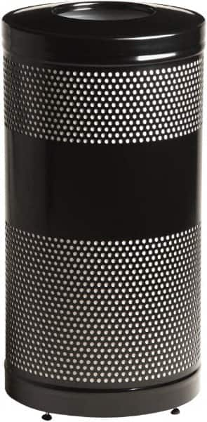 Rubbermaid - 25 Gal Black Round Decorative Waste Receptacle With Top - Steel, 902mm High - Strong Tooling