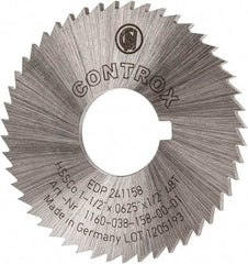 Controx - 1-1/2" Diam x 1/16" Blade Thickness x 1/2" Arbor Hole Diam, 48 Tooth Slitting and Slotting Saw - Arbor Connection, Right Hand, Uncoated, Cobalt, Concave Ground, Contains Keyway - Strong Tooling