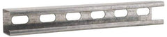 Cooper B-Line - 10' Long x 1-5/8" Wide x 1-5/8" High, 12 Gauge, Strip Steel, Half Slot Framing Channel & Strut - 0.105" Thick, Pre-Galvanized - Strong Tooling