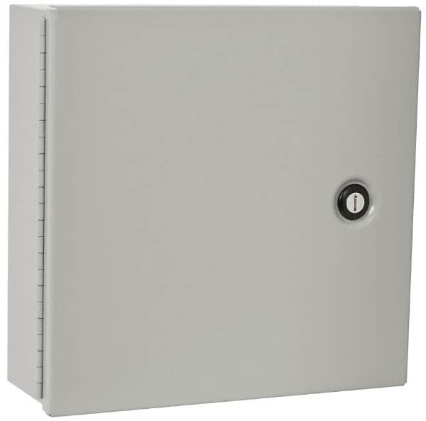 Cooper B-Line - Steel Standard Enclosure Hinge Flat Cover - NEMA 1, 12" Wide x 12" High x 4" Deep - Strong Tooling