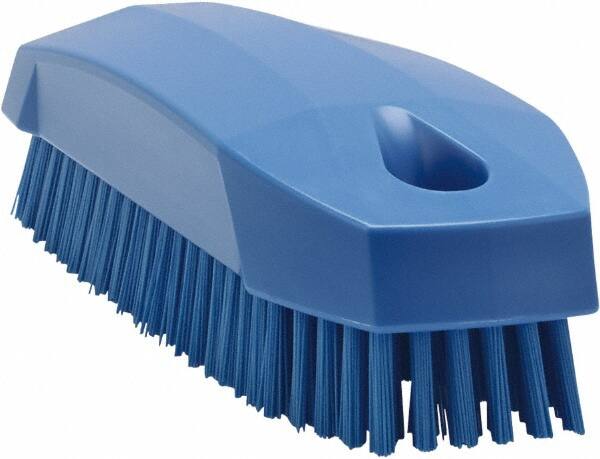 Vikan - 0.7" Bristle Length, Polyester Scrub Brush - 1-1/2" Wide Head, 4-1/2" OAL, Blue, Polypropylene Block - Strong Tooling