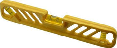 Empire Level - Magnetic 9" Long 3 Vial Torpedo Level - Polycast, Yellow, 1 45°, 1 Level & 1 Plumb Vials - Strong Tooling