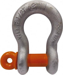 CM - 1/4" Nominal Chain Size, 0.5 Ton Carbon Steel Screw Anchor Shackle - 13/32" Diam, 9/32" Pin Diam, 15/32" Wide Inside Jaw, 3/4" Inside Width - Strong Tooling