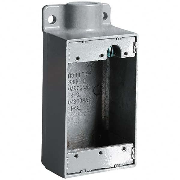 Electrical Outlet Boxes & Switch Boxes; Enclosure Type: Device; Enclosure Shape: Rectangle; Weather Resistance: Non-Weather-Resistant; Overall Depth: 2 in; Number Of Knockouts: 1; Overall Depth (Decimal Inch): 2; Knockout Trade Size: 1 in; Number Of Gangs