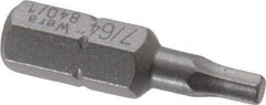 Wera - 7/64" Hex Screwdriver Bit - 1/4" Drive, 1" OAL - Strong Tooling