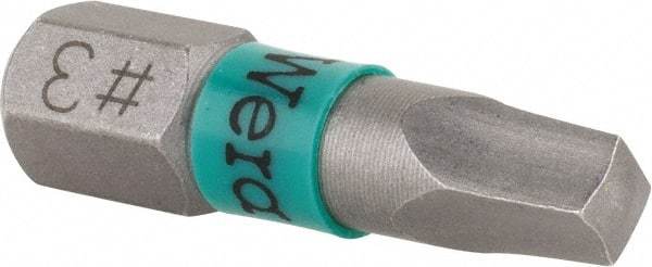 Wera - #3" Square Size Square Recess Bit - 1/4" Hex Drive, 1" OAL - Strong Tooling