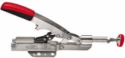 Bessey - 700 Lb Load Capacity, Flanged Base, Carbon Steel, Standard Straight Line Action Clamp - 4 Mounting Holes, 0.465" Plunger Diam, Straight Handle - Strong Tooling