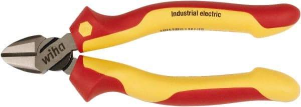 Wiha - 6-19/64" OAL, 0.079" Capacity, Diagonal Cutter - Cushion Grip Handle - Strong Tooling