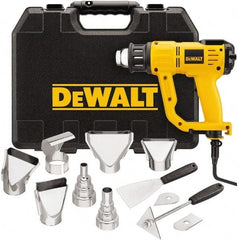 DeWALT - 150 to 1,100°F Heat Setting, 17.7 CFM Air Flow, Heat Gun Kit - 120 Volts, 13 Amps, 1,550 Watts, 7' Cord Length - Strong Tooling